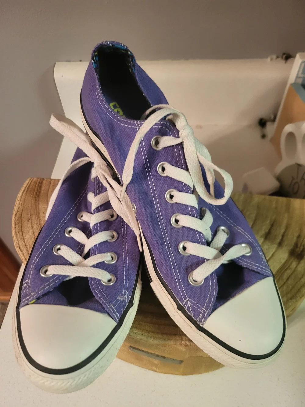 Woman's Size 9 Purple Converse Shoes - Double Tongue